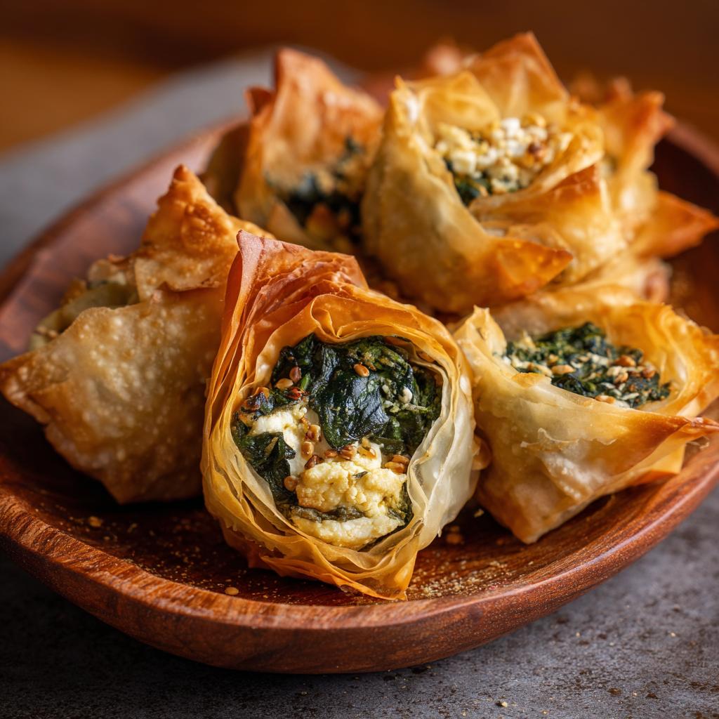 Boccacci di Pasta Fillo con Spinaci e Feta