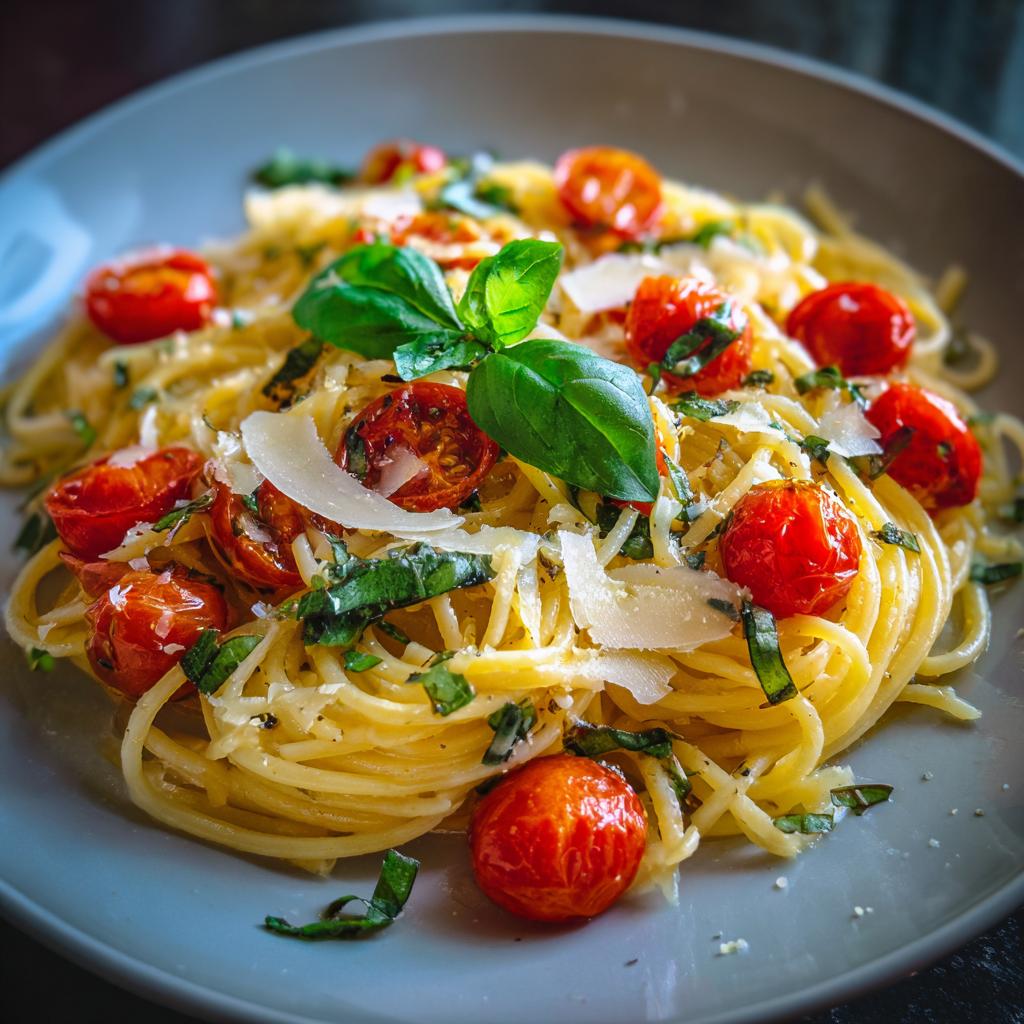 Pasta con Pomodorini e Basilico