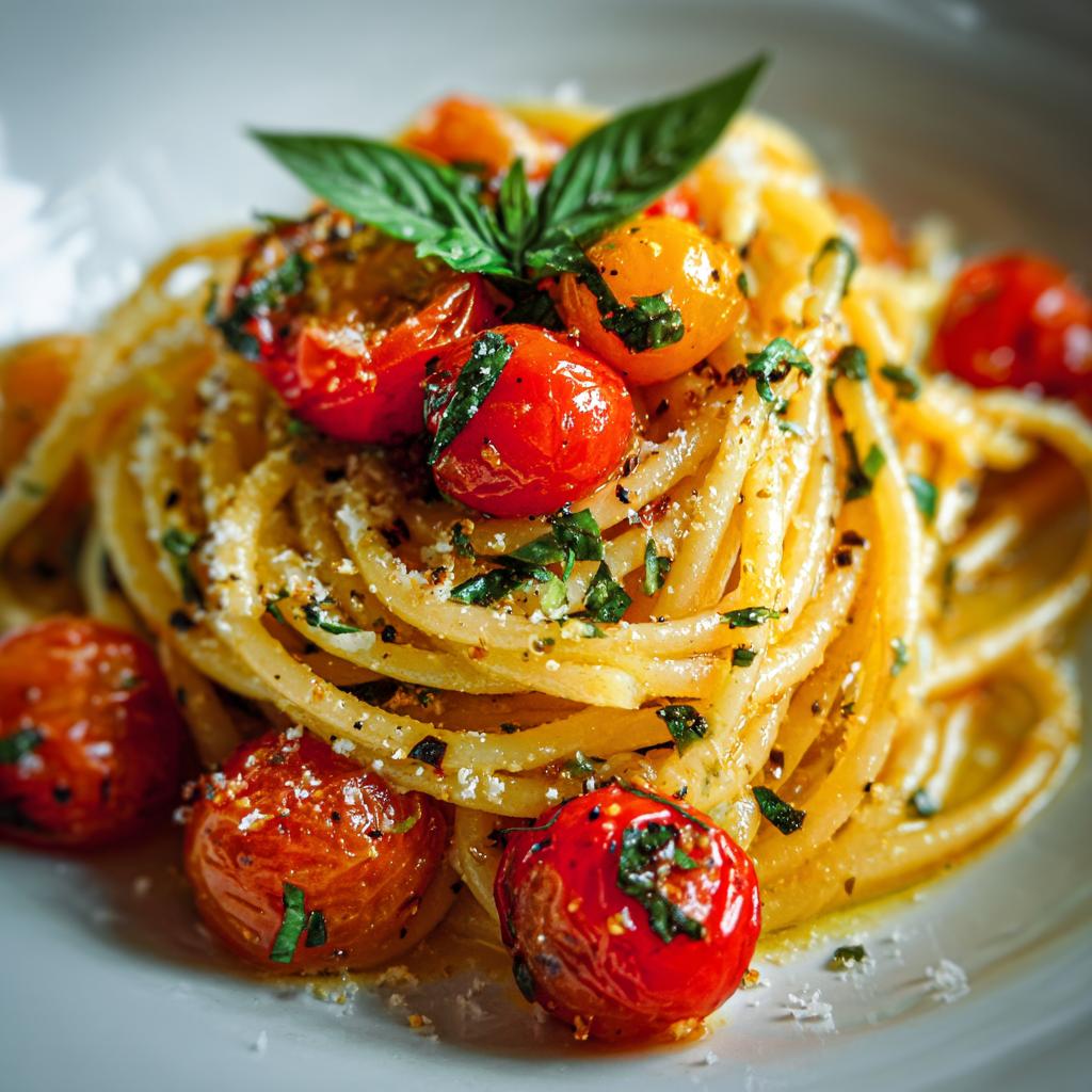 Spaghetti con Pomodorini e Basilico