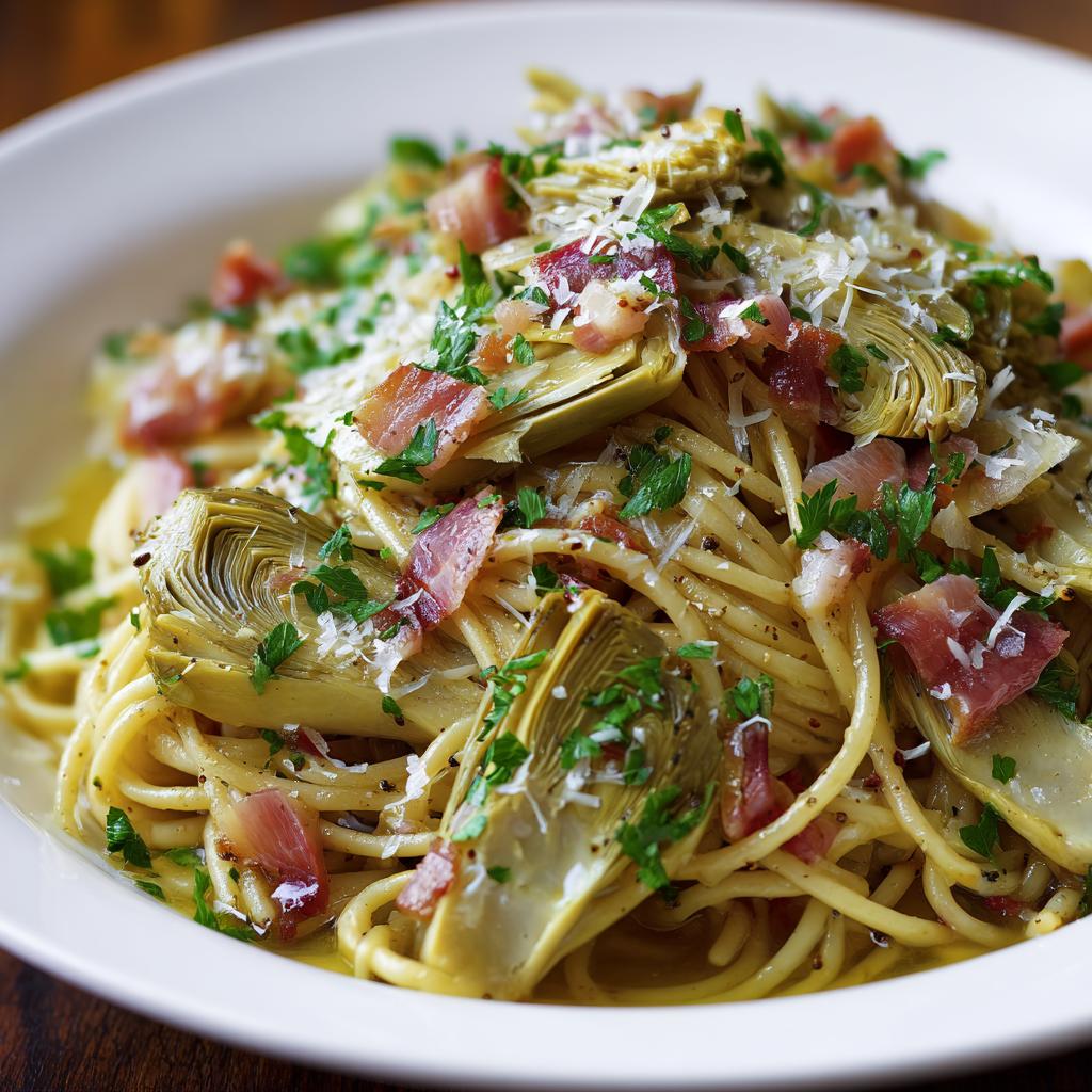 Pasta con Carciofi e Pancetta - detail 1