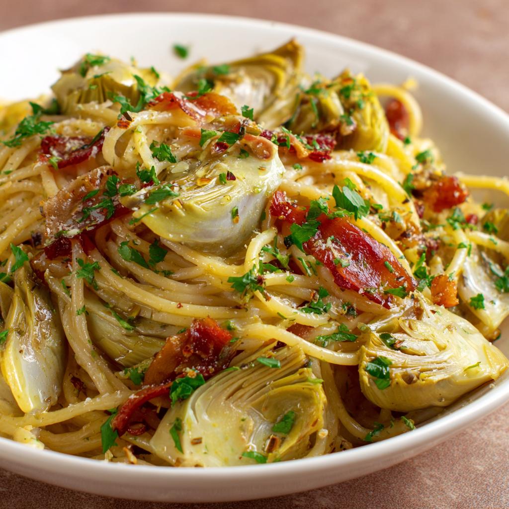 Pasta con Carciofi e Pancetta