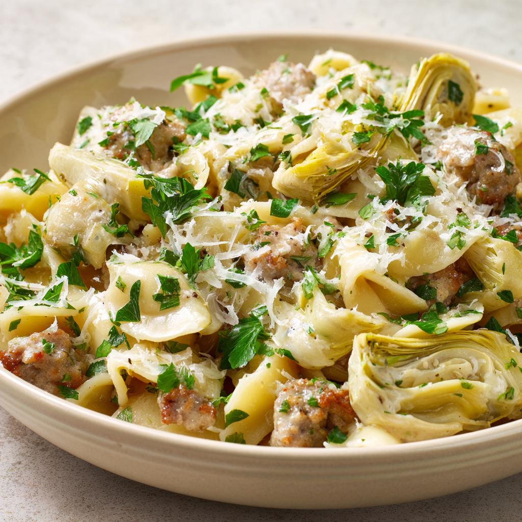 Pasta con Carciofi e Salsiccia