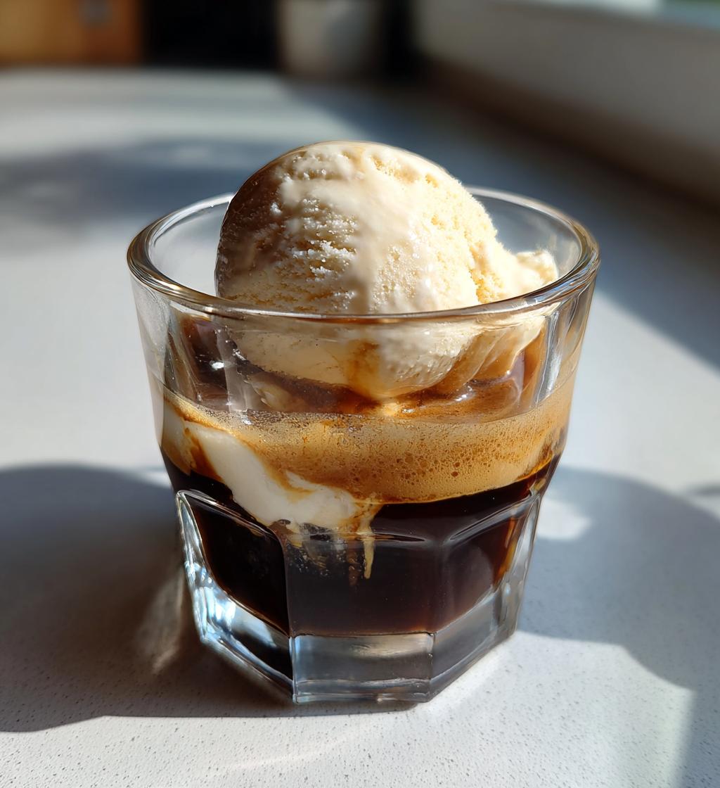 Affogato al caffè con gelato alla vaniglia