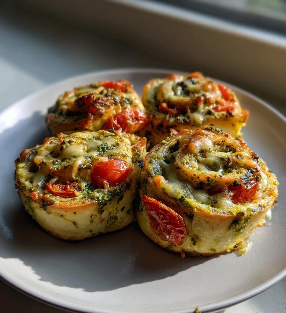 Girelle salate con pesto e pomodorini
