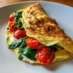Omelette con spinaci e pomodorini