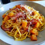 Pasta con zucca e speck