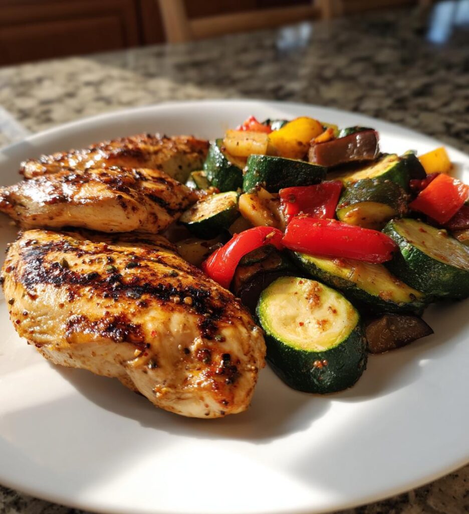 Pollo alla griglia con contorno di verdure