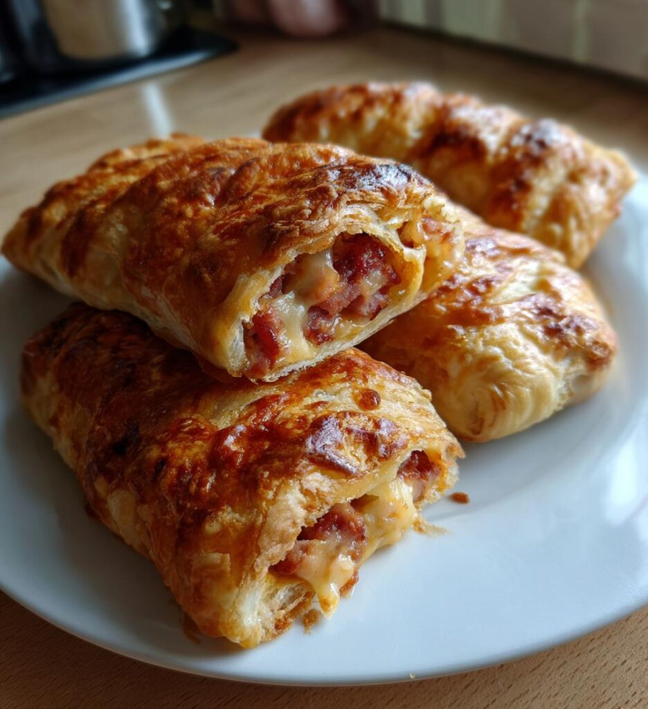 Rustici di pasta sfoglia con wurstel o formaggio