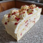 Torta semifreddo con decorazioni rosse e dorate