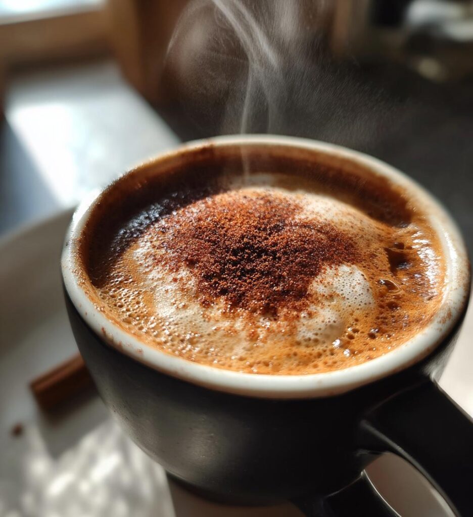 Caffè macchiato con un tocco di cannella