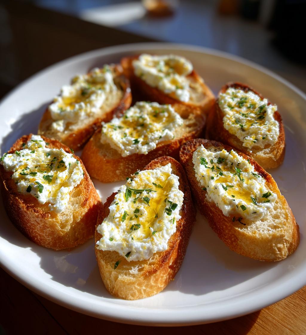 Garlicky Ricotta Crostini with Honey