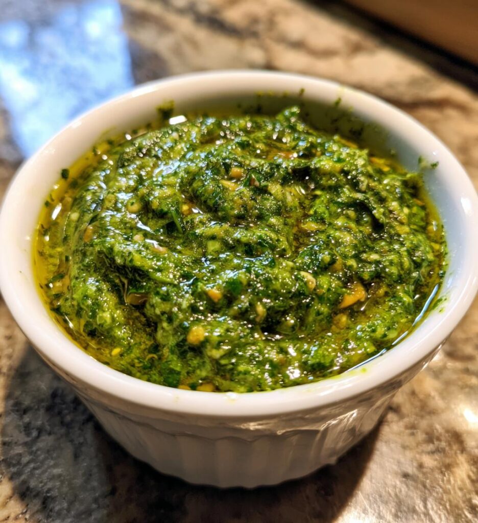 Homemade Pesto with Basil and Pine Nuts