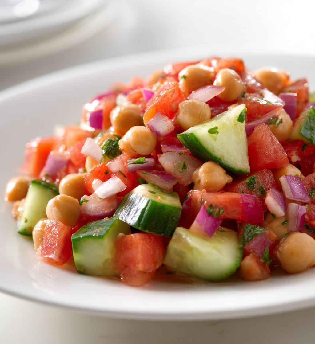 Insalata di ceci, pomodori e cetrioli