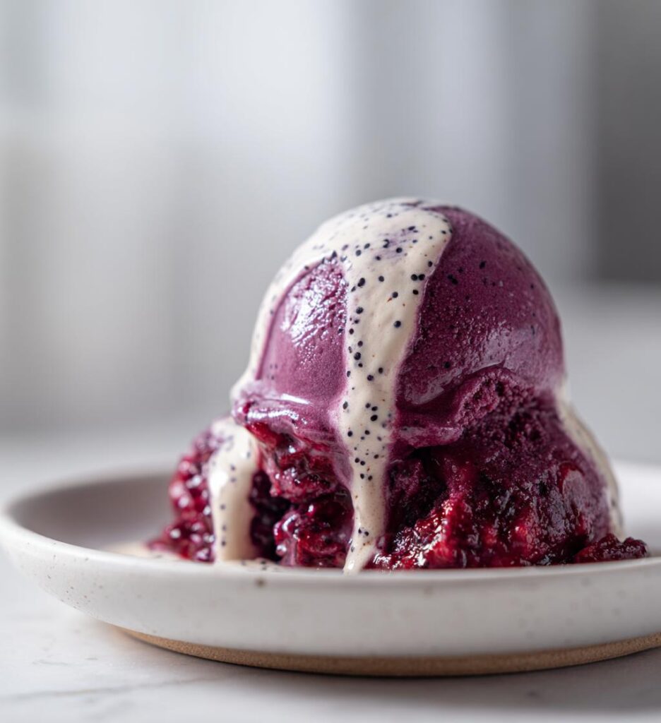 Mulberry Sorbet and Almond Foam