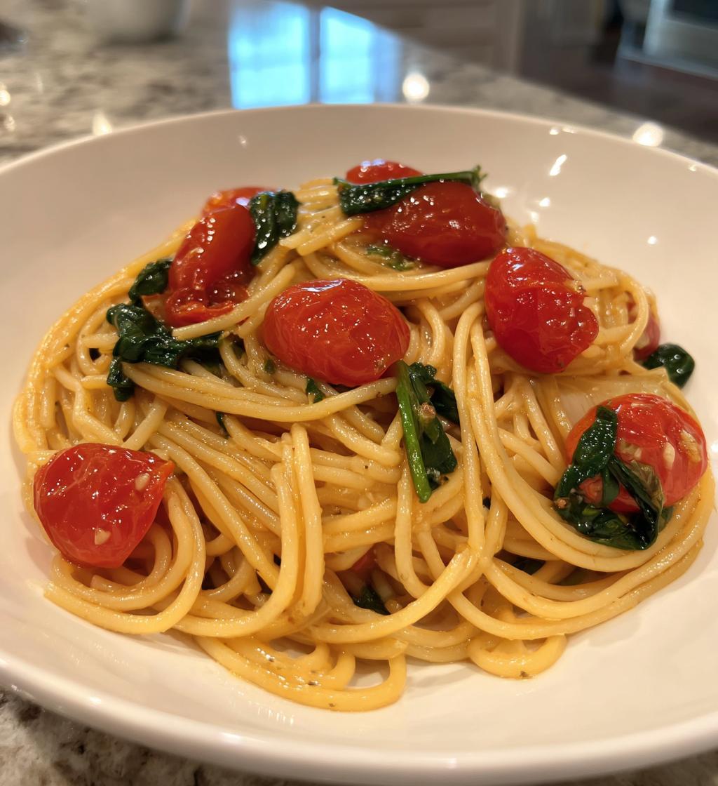Pasta integrale con pomodorini e spinaci