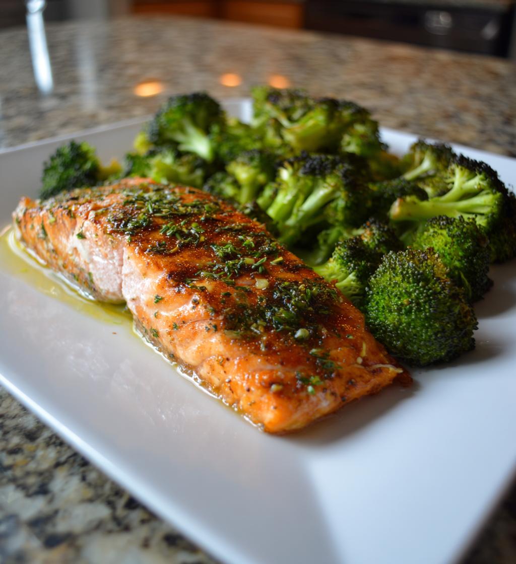 Salmone al forno con broccoli