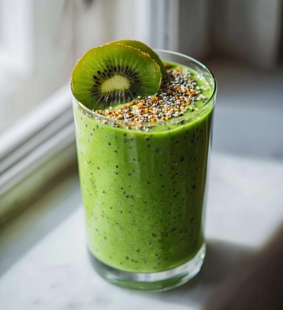 Smoothie verde con spinaci e kiwi