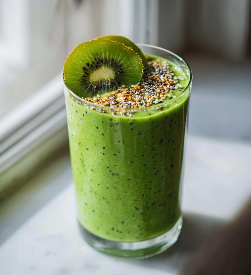 Smoothie verde con spinaci e kiwi