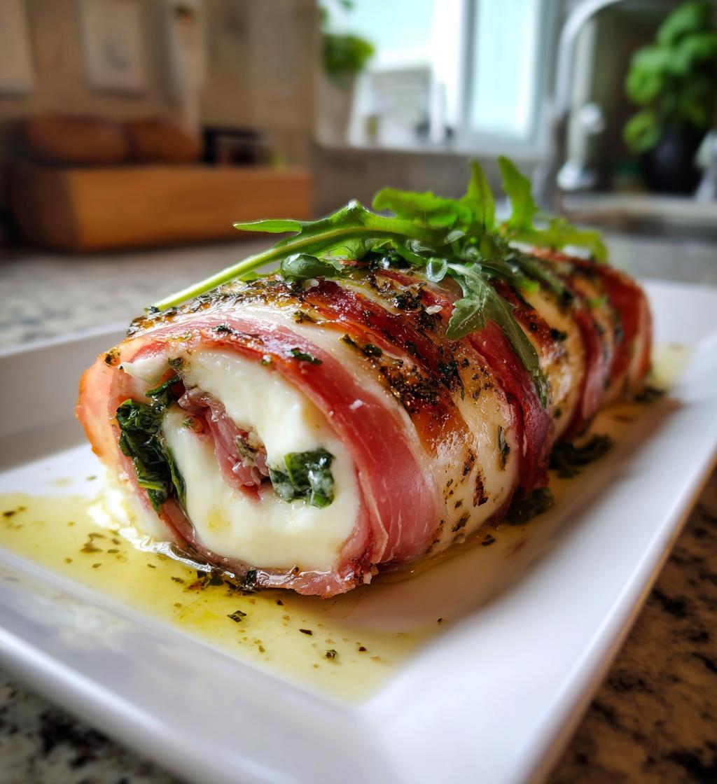 Rotolo di Mozzarella (Mozzarella Roll stuffed with ham/rocket)